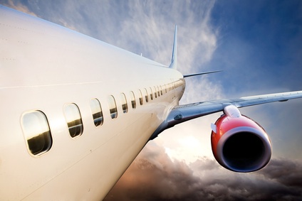 close up of airplane wing and engine