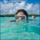 woman wearing snorkel mask